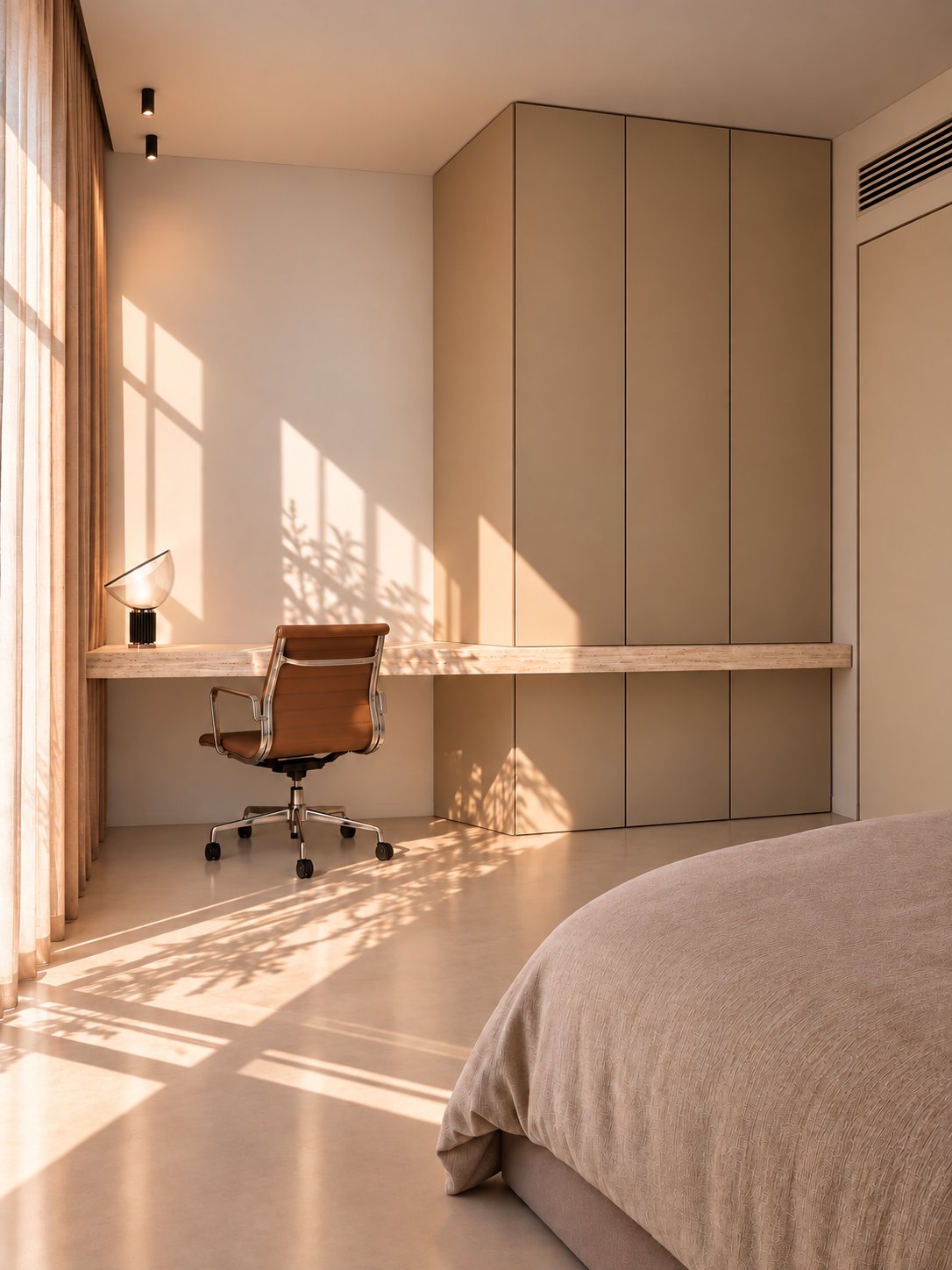 Suite met ochtendlicht en ingebouwde kasten