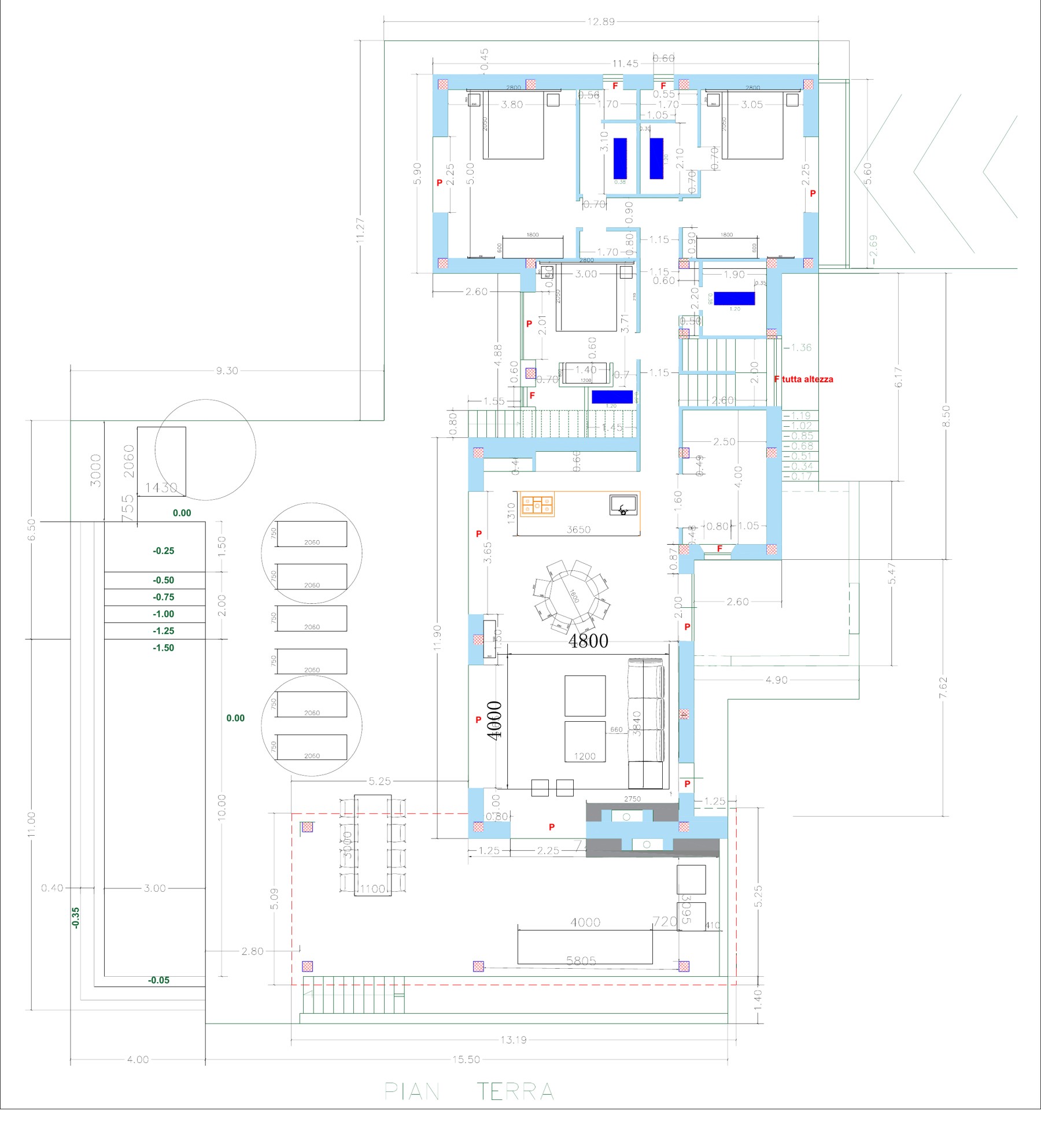 Plattegrond van de begane grond van Le Lepri